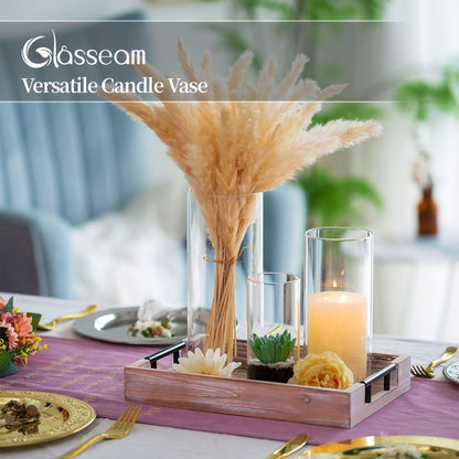 Moderne Glasvase Set Rund Zylinder Blumenvase Wohnzimmer Hochzeit
