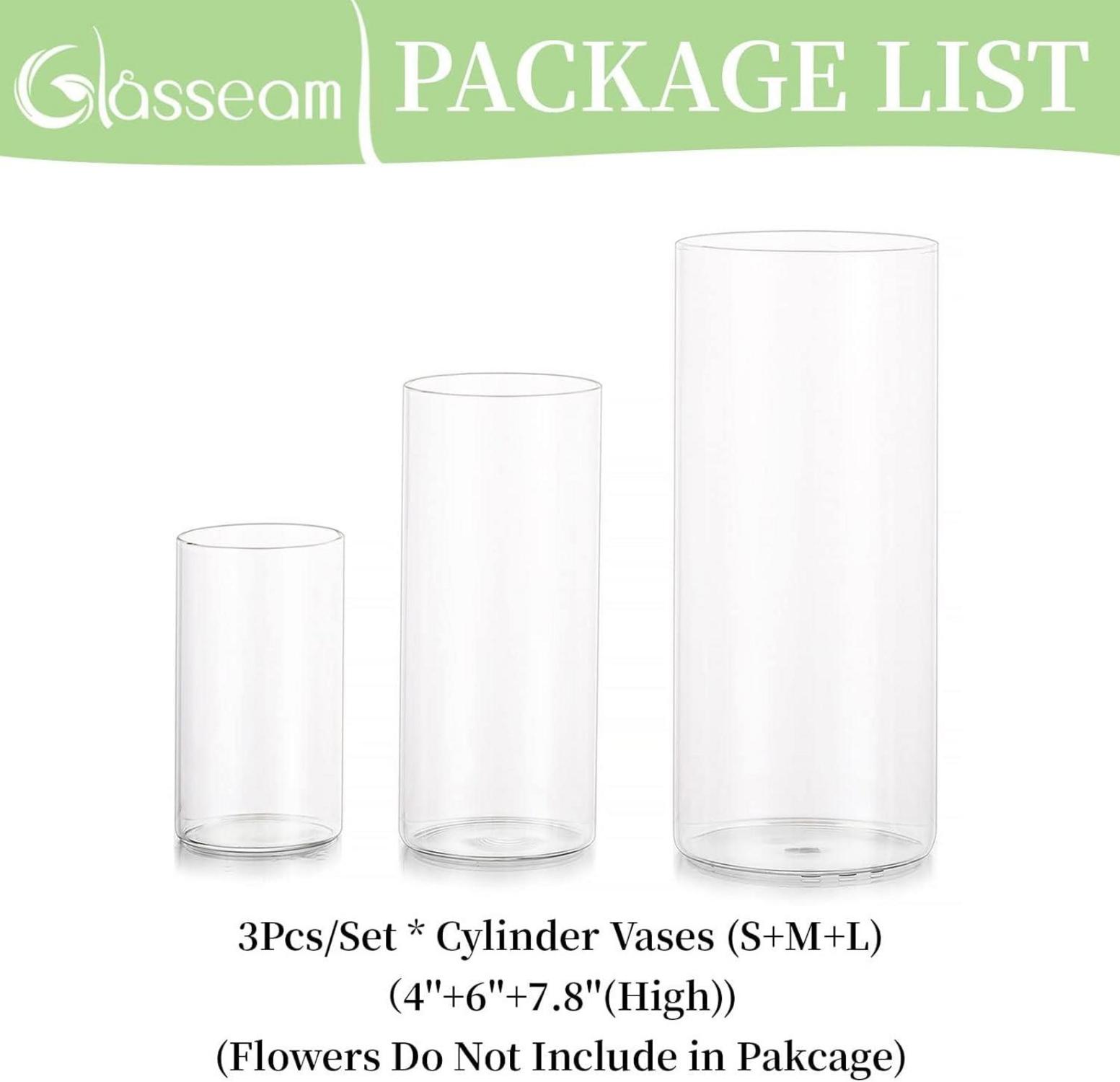 3er Set Moderne Glaszylinder Vasen für Hochzeit & Wohnzimmer