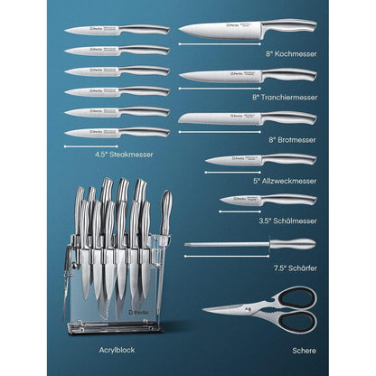 Messerblock mit Messer Küchenmesser Set 14 TLG Messer Set