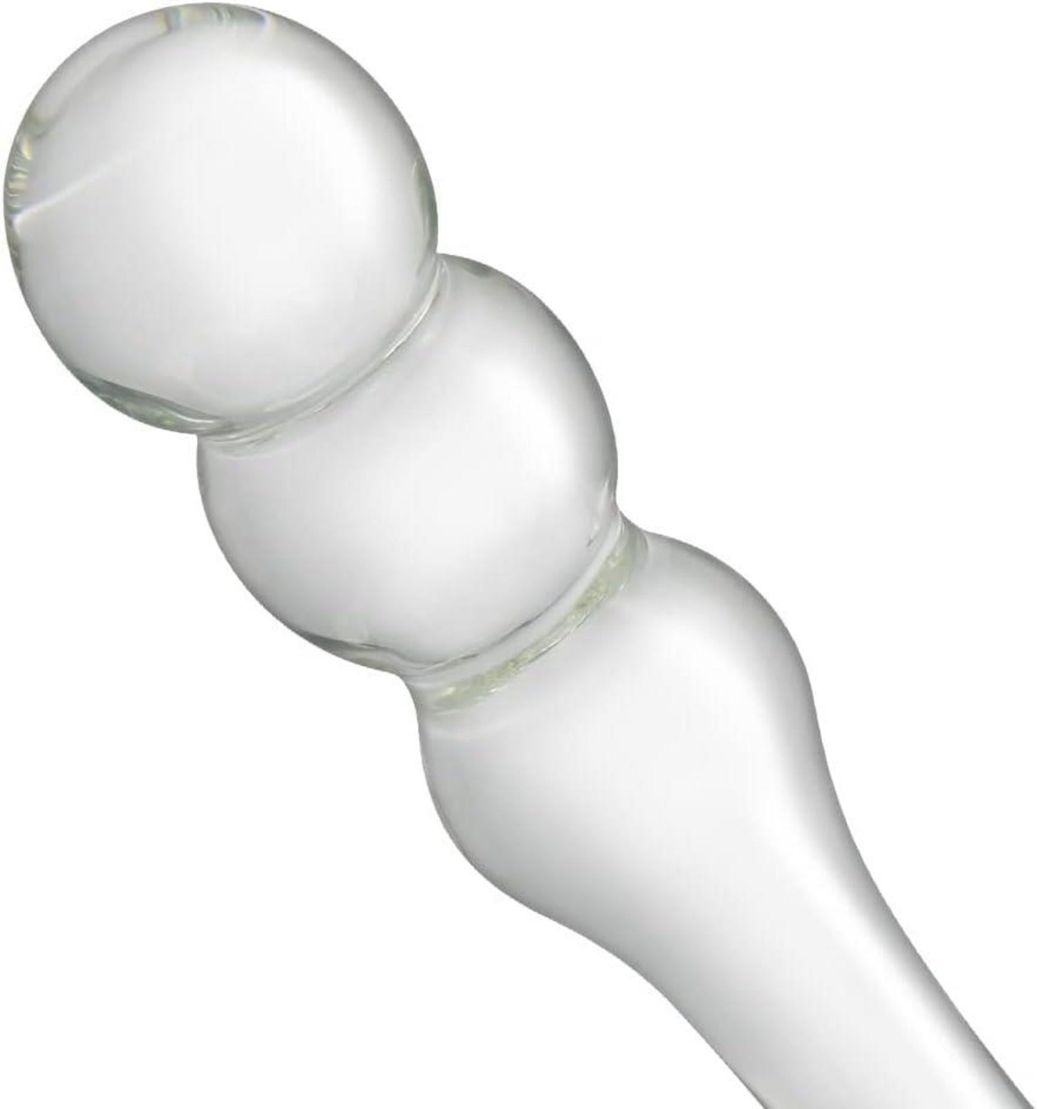 Analplug aus Glas mit konischem Griff und 3 Perlen