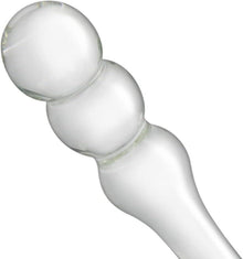 Analplug aus Glas mit konischem Griff und 3 Perlen