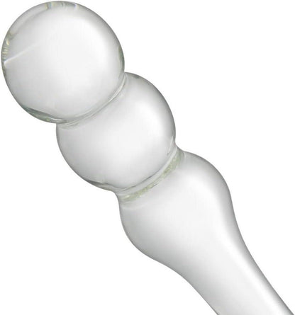 Analplug aus Glas mit konischem Griff und 3 Perlen