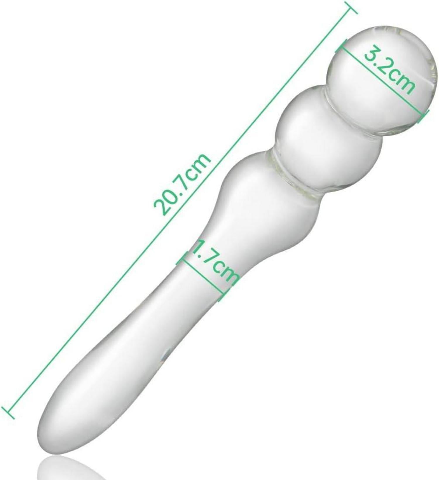Glas Analplug mit konischem Griff und 3 Perlen für G-Punkt und Prostata Stimulation