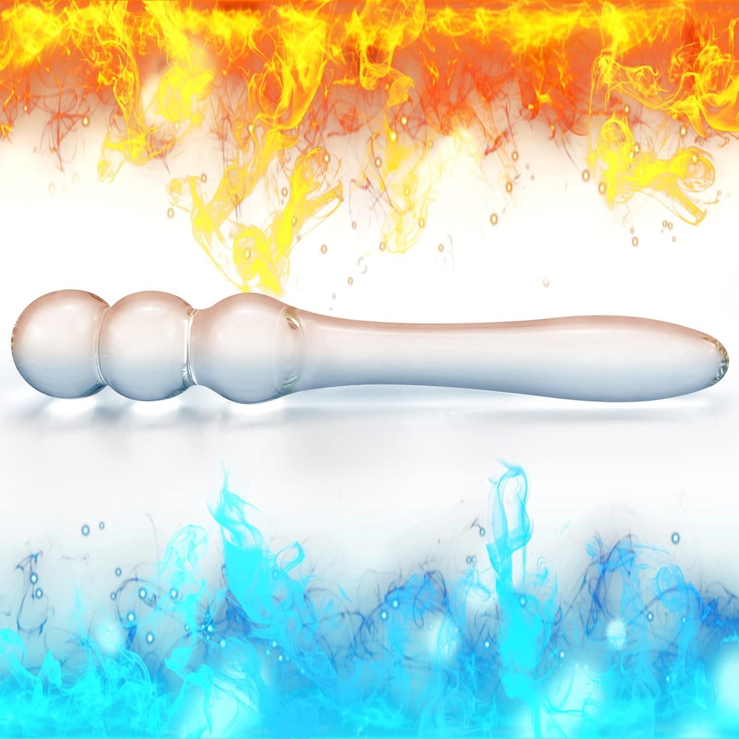 Crystal Pleasure Wand Glas Analplug mit konischem Griff und 3 Perlen