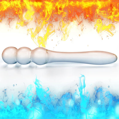 Crystal Pleasure Wand Glas Analplug mit konischem Griff und 3 Perlen