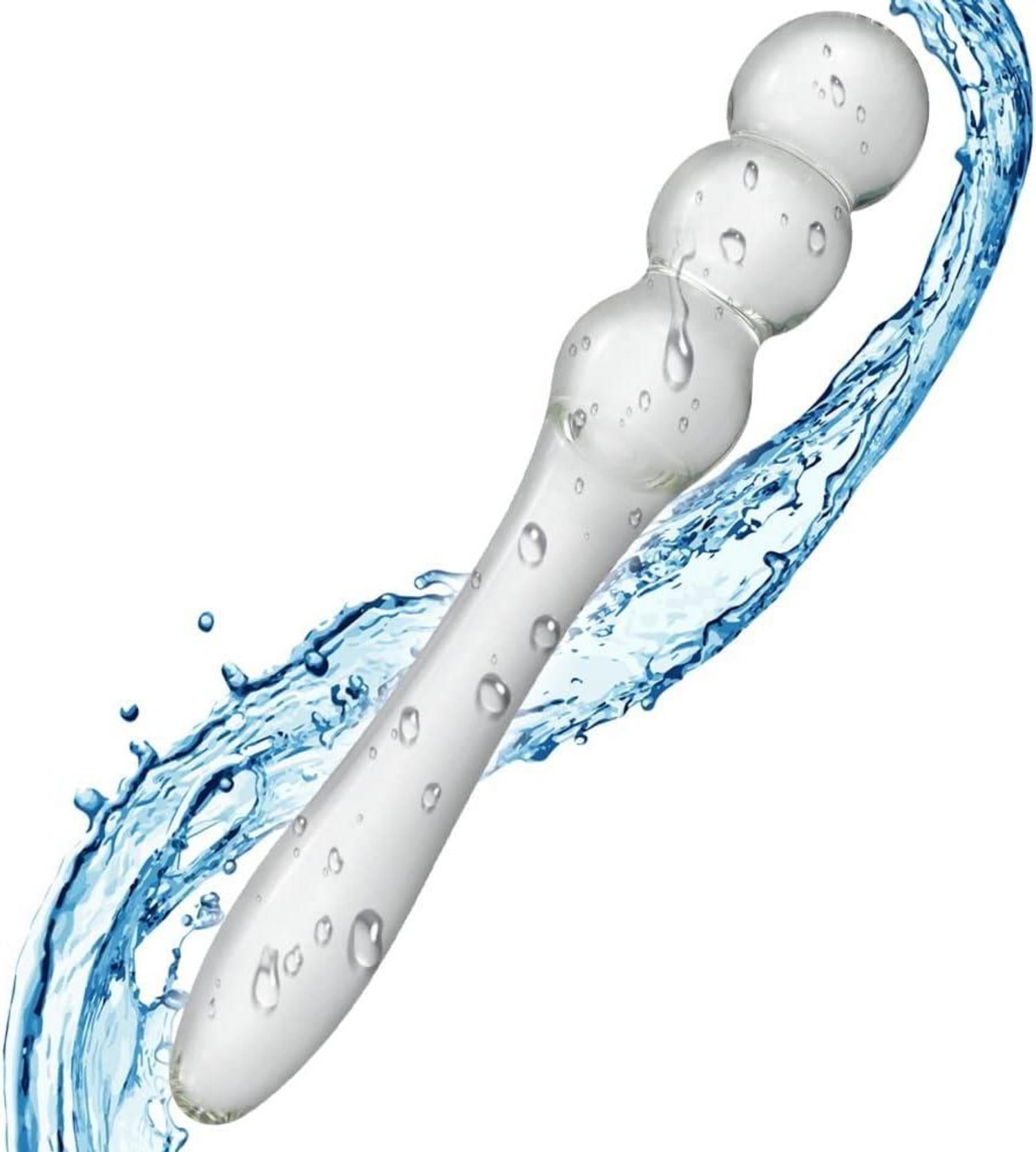 Analplug aus Glas mit konischem Griff und 3 Perlen - G-Punkt