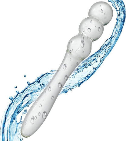 Analplug aus Glas mit konischem Griff und 3 Perlen - G-Punkt