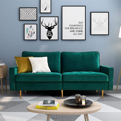 Modernes Samt Sofa 2-Sitzer Smaragdgrün – Bequem & Pflegeleicht
