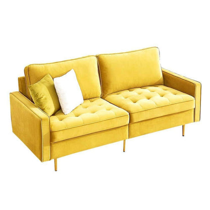 Modernes Samt Sofa 2-Sitzer – Gelb, Einfach Aufbauen