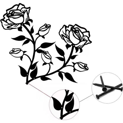 ESTART Große Rosen Wanddekoration 38cm Schwarz Metall