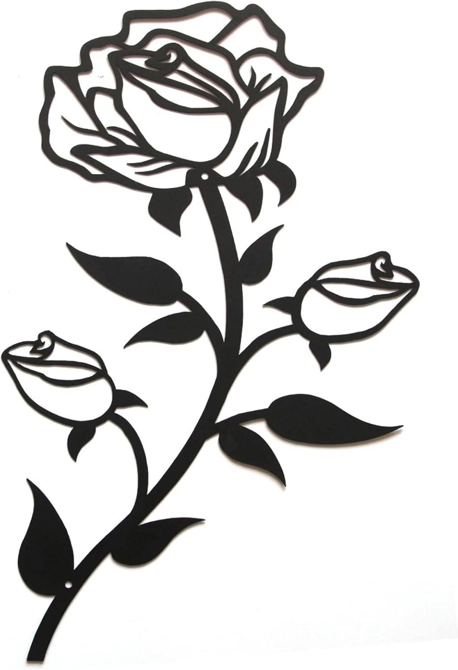 Große Rosen Wanddekoration Schwarz Metall 38CM - 1 Stück