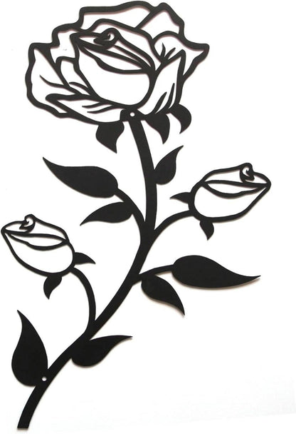 Große Rosen Wanddekoration Schwarz Metall 38CM - 1 Stück