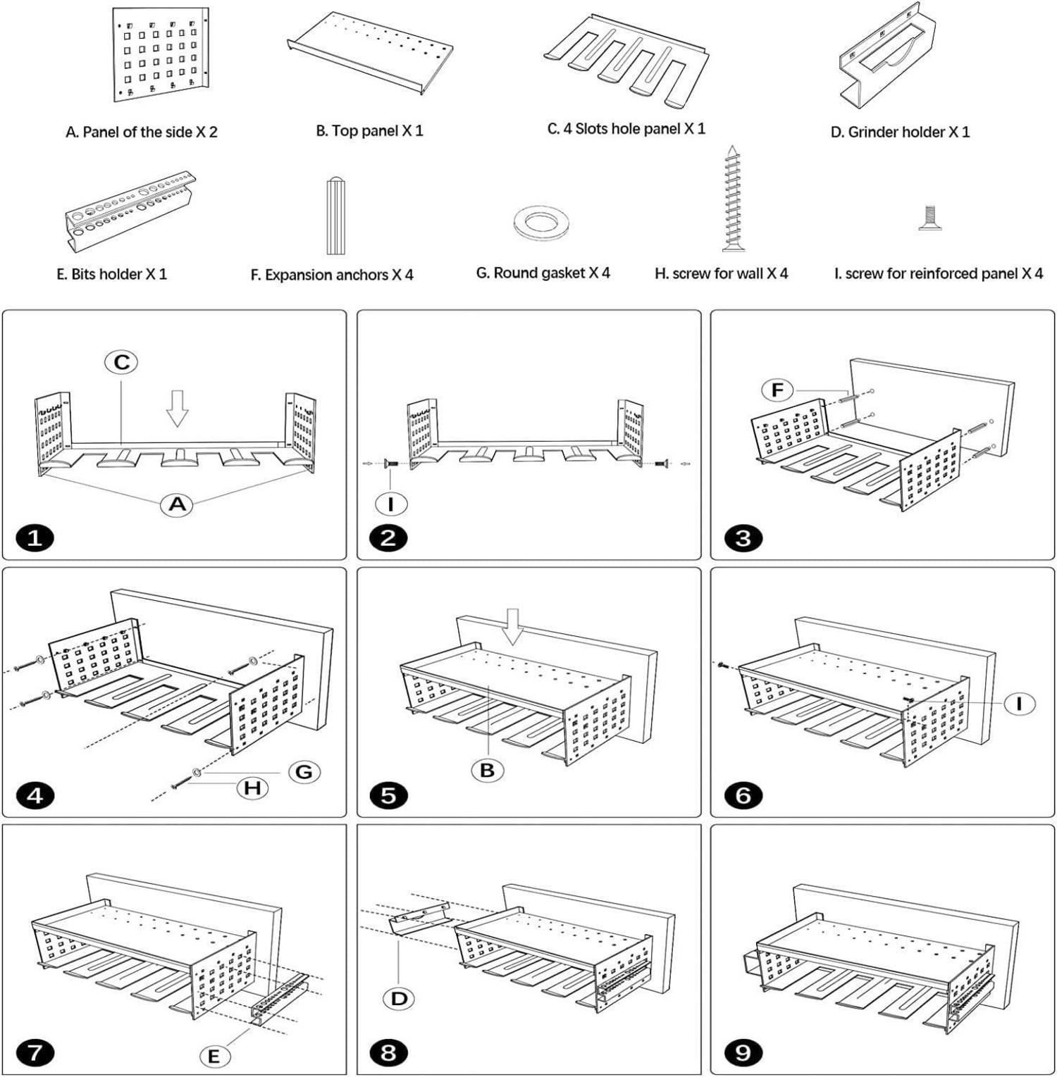 Werkzeugspeicher Wandhalterung Akku Bohrerhalter Organizer