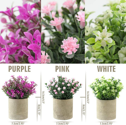 Künstliche Pflanzen im Topf 3er Set Mini Kunstblumen
