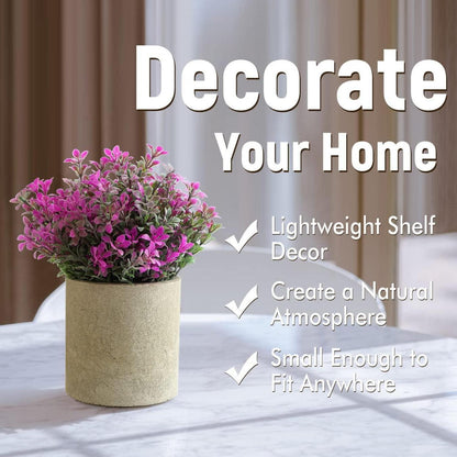 Künstliche Pflanzen Mini Kunstpflanze 3er Set Tischdeko Rosa-Weiß-Lila