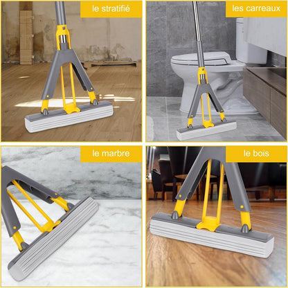 Schwamm Wischmopp Set 130 cm mit 3 Saugfähige Köpfen für Fliesen