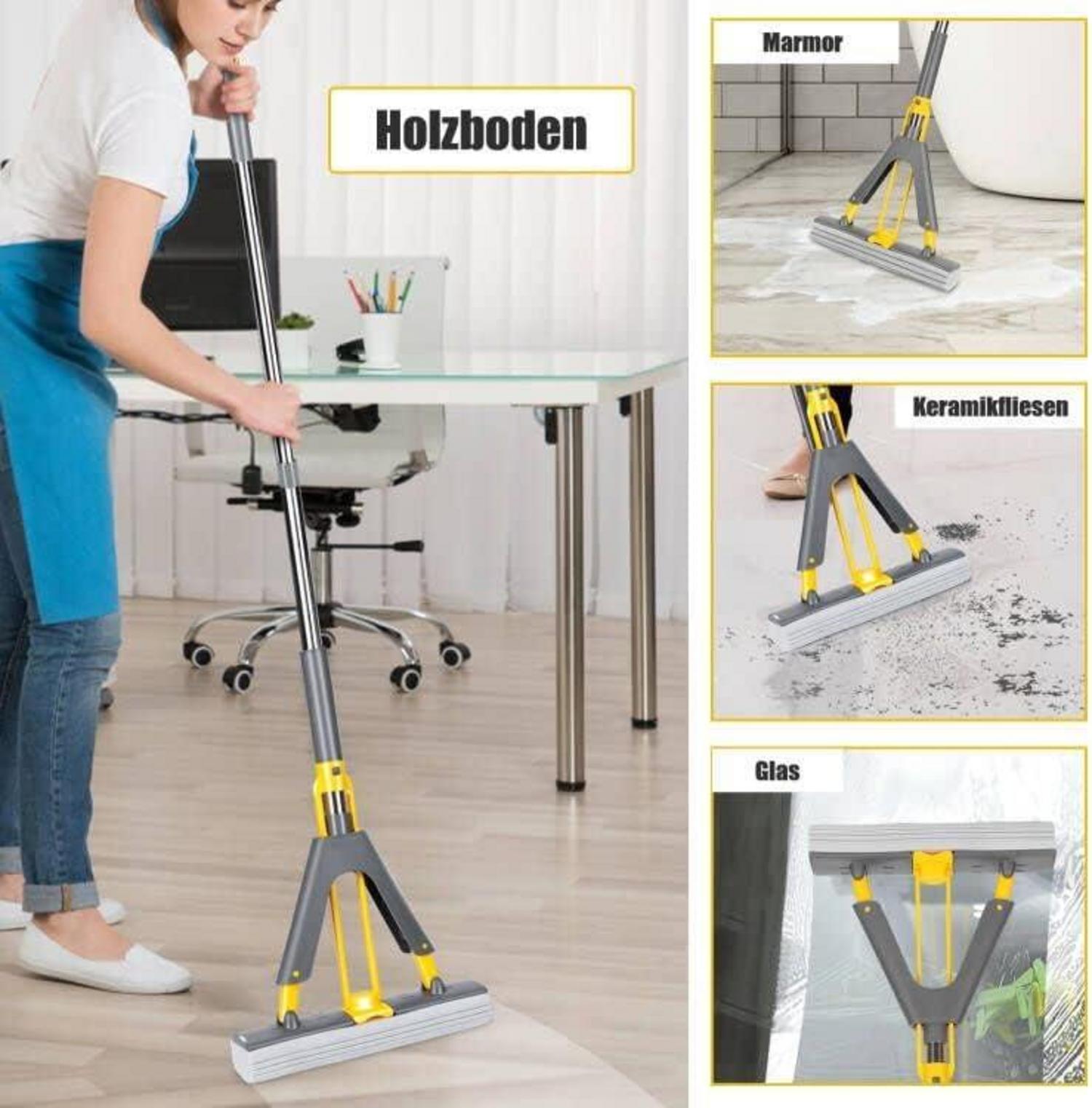 Wischmopp Bodenwischer 3 wiederverwendb.Schwämme 130cm Stiel
