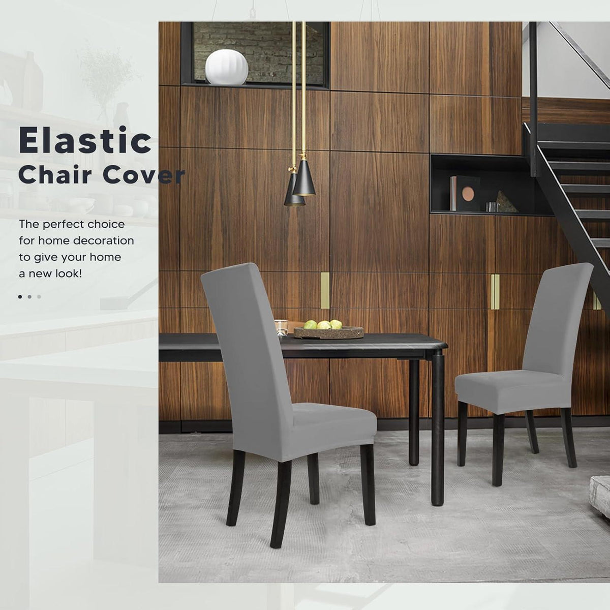 Stuhlhussen 4er-Set Stretch Silber-Grau | Elastischer Stuhlbezug