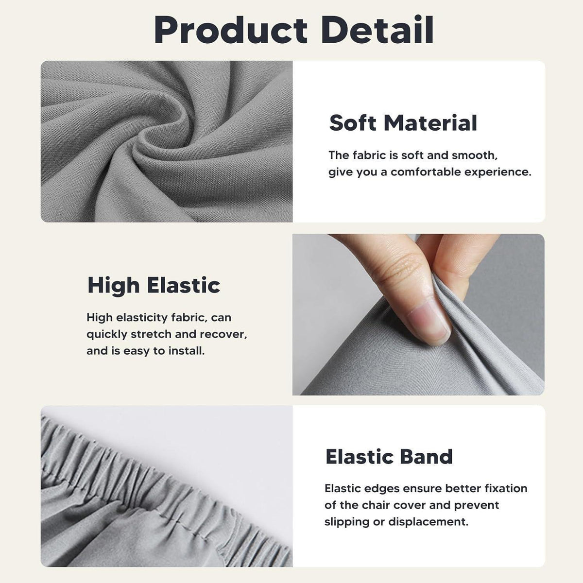 Stuhlhussen 4er-Set Stretch Silber-Grau | Elastischer Stuhlbezug