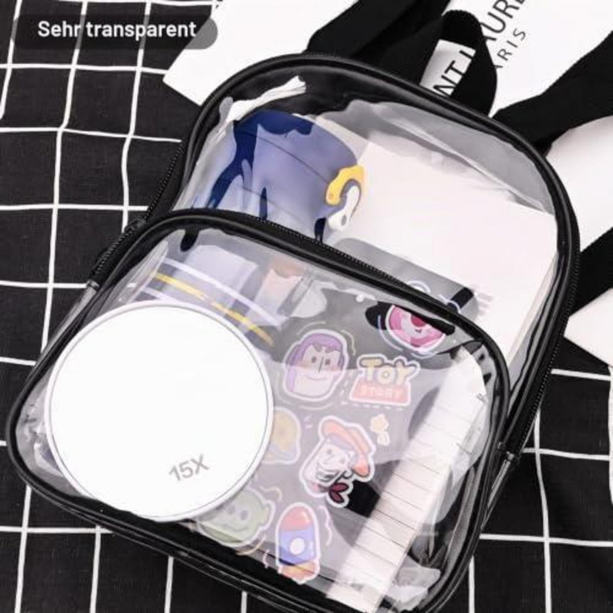 Transparenter Mini Rucksack – Wasserdicht & Vielseitig Schwarz