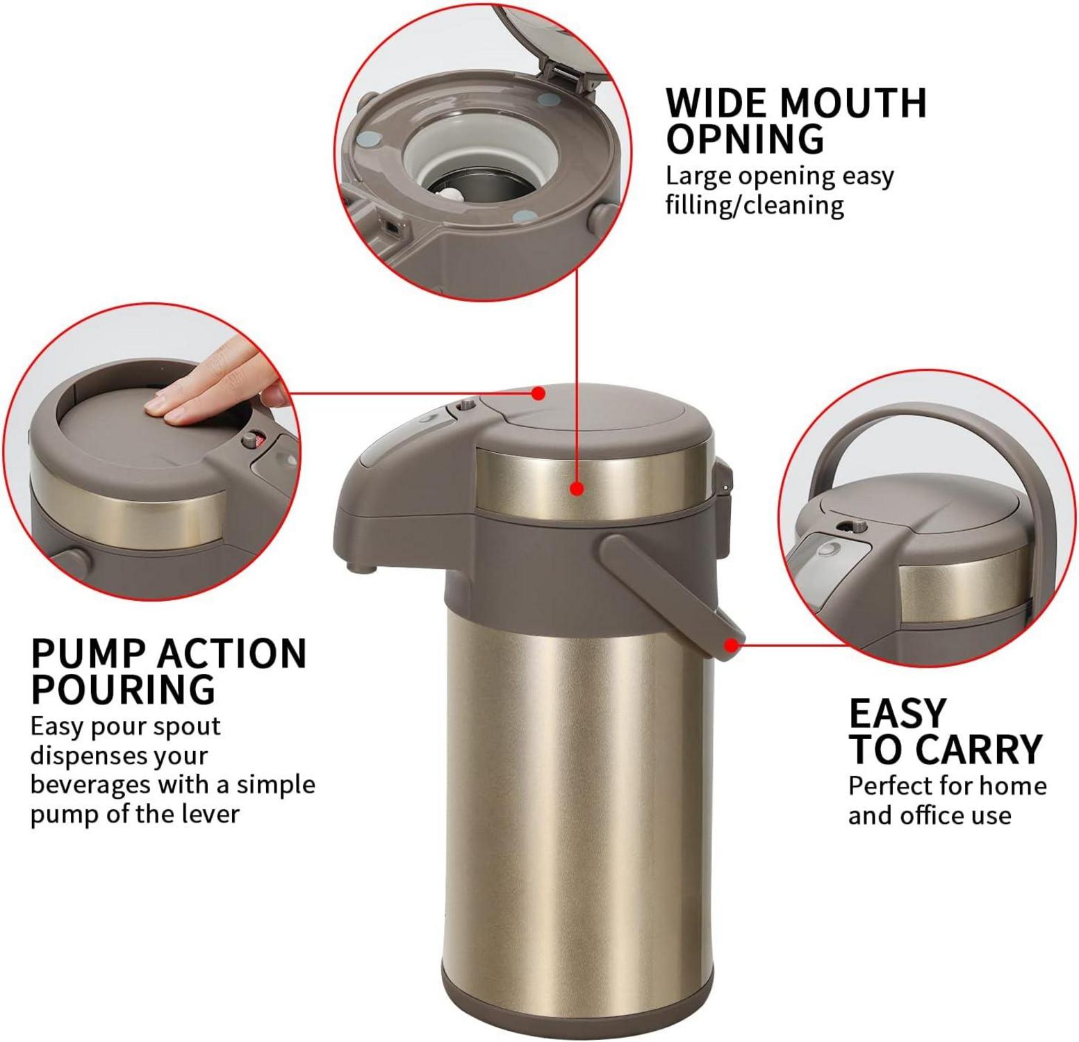 Olerd 3,0 Liter Pump Thermoskanne Edelstahl Kaffeekaraffe Kanne