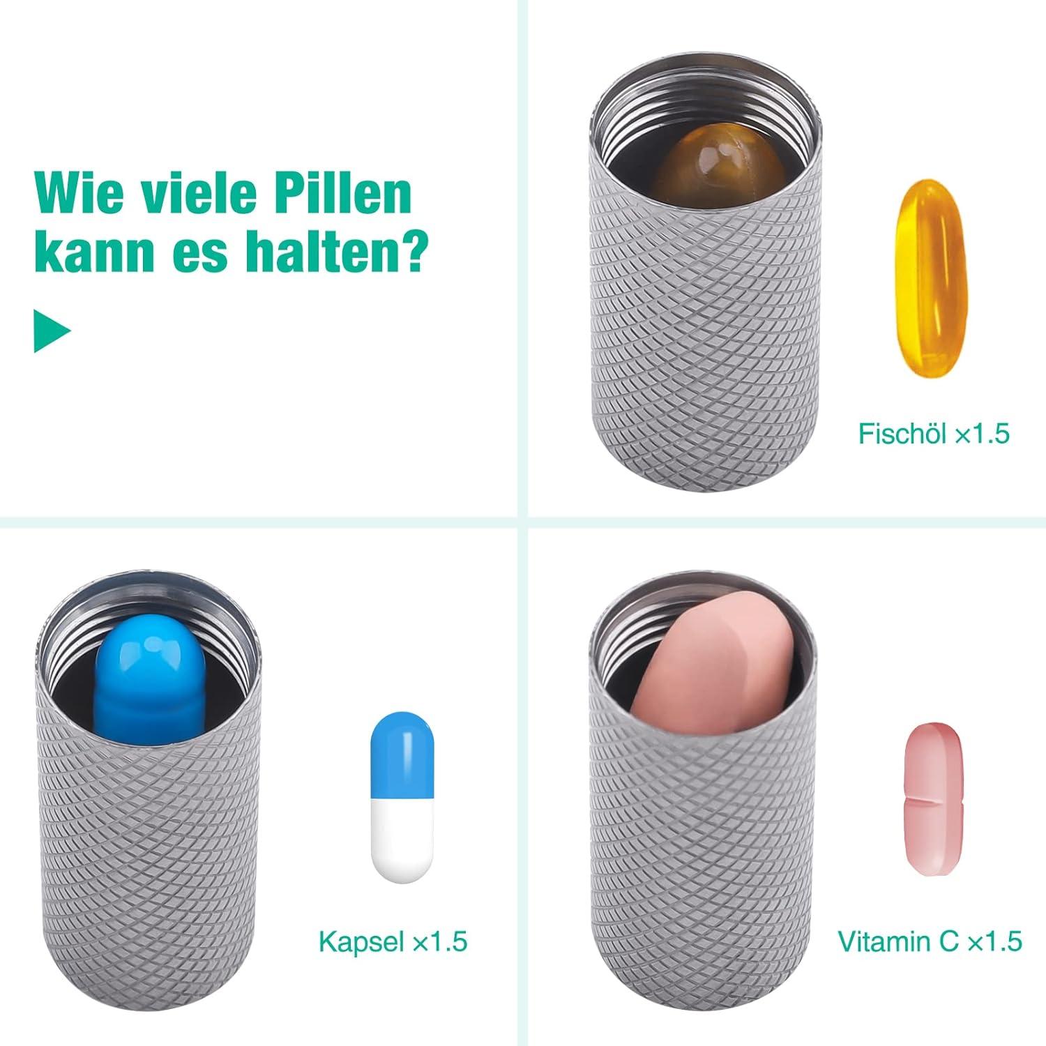 Pillendose Titan Metall Schlüsselanhänger Wasserdicht Leicht Gemein