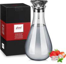 Glaskaraffe 1.8L mit Edelstahl Deckel, Schwarz Borosilikatglas