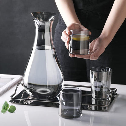 Glastal Glaskaraffe 1.8L Borosilikatglas Schwarz Edelstahl Deckel