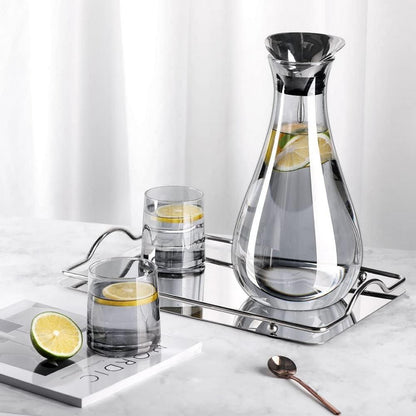 Glaskaraffe 1.8L Borosilikatglas Wasserkaraffe mit Edelstahl Deckel