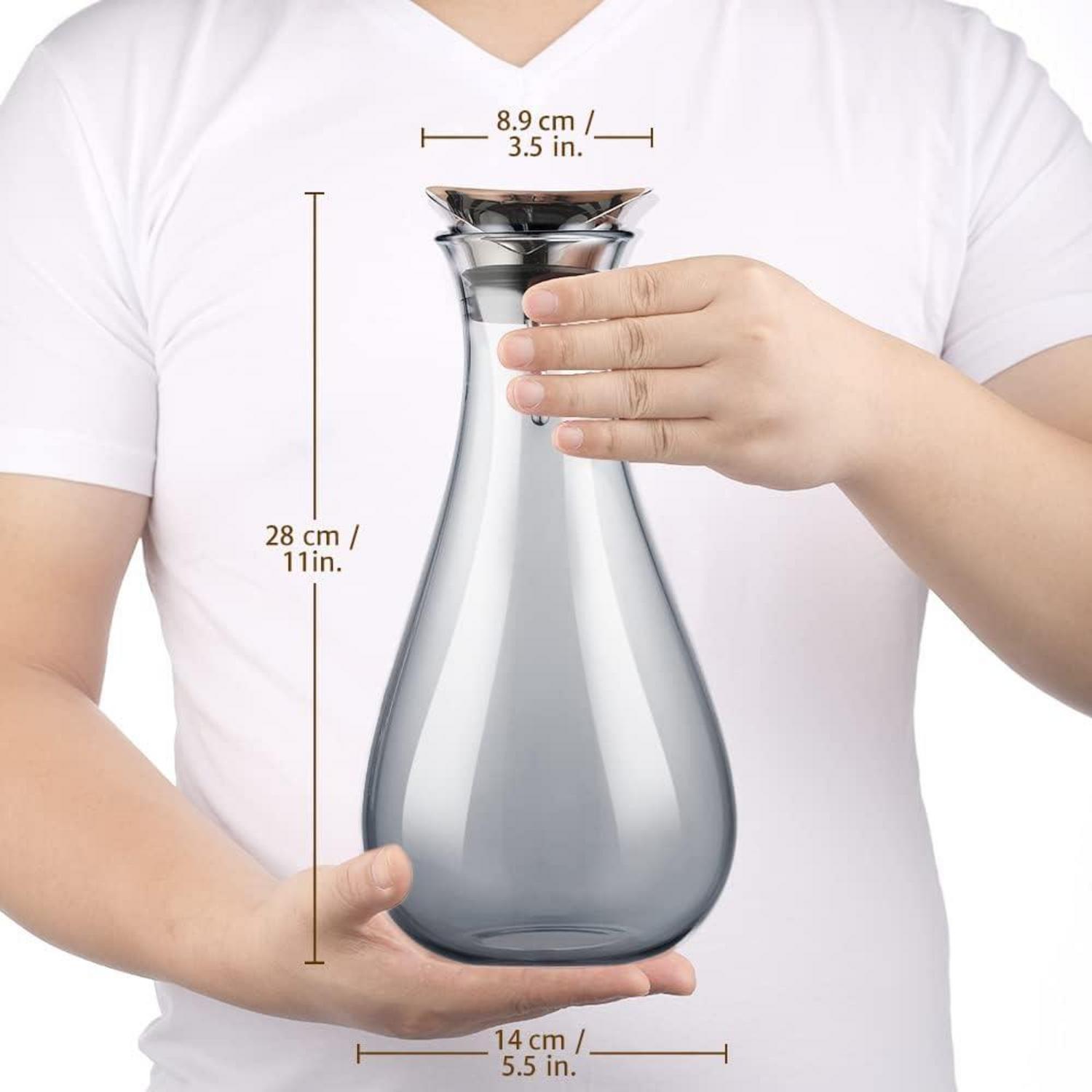Glastal Glaskaraffe 1.8L Borosilikatglas Schwarz Edelstahl Deckel