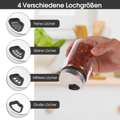 Gewürzgläser Borosilikatglas Drehdeckel 4-Loch Design 150ml