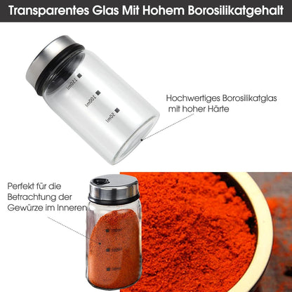 LEEPAT Gewürzgläser Borosilikatglas 2 Stück 150ml Gewürzstreuer 4 Arten Gewürzlöcher