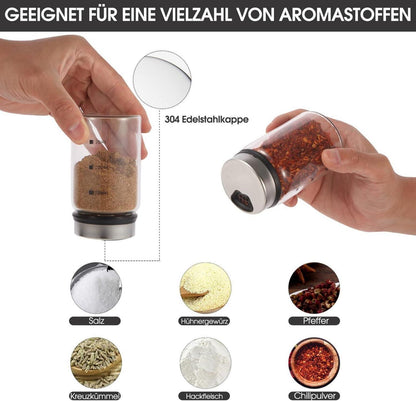 LEEPAT Borosilikatglas Gewürzstreuer 2 Stück Drehdeckel 150ml für Küche BBQ
