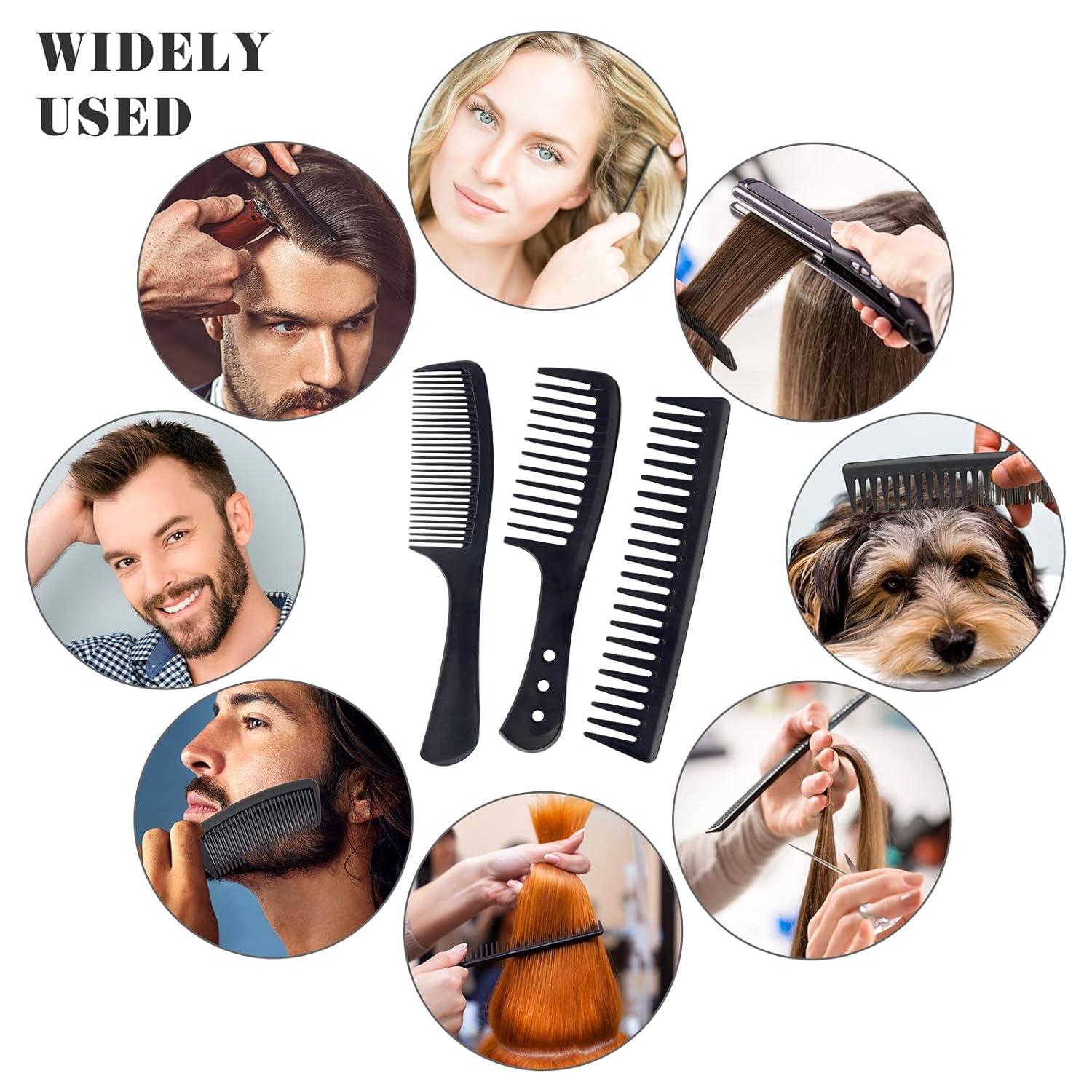 Professionelles Kamm Set, 3 Stück, Kohlefaser, breite Zähne, für Männer und
