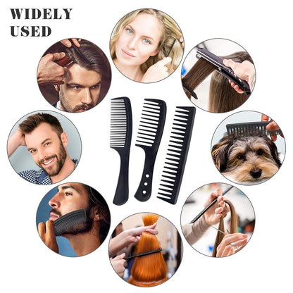 Professionelles Kamm Set, 3 Stück, Kohlefaser, breite Zähne, für Männer und