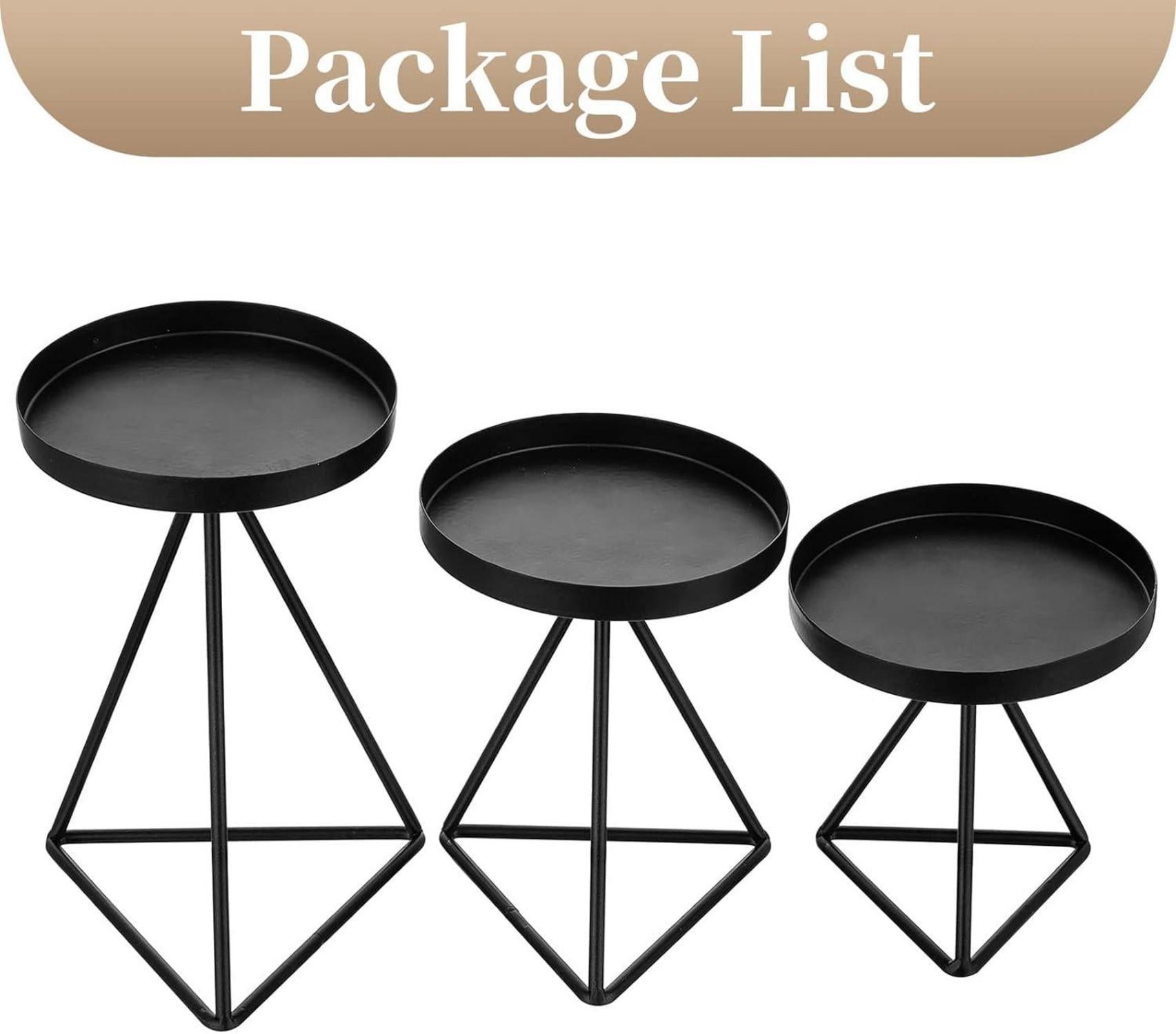 Sziqiqi Kerzenständer 3er Set Metall Schwarz Vintage für Stumpenkerzen