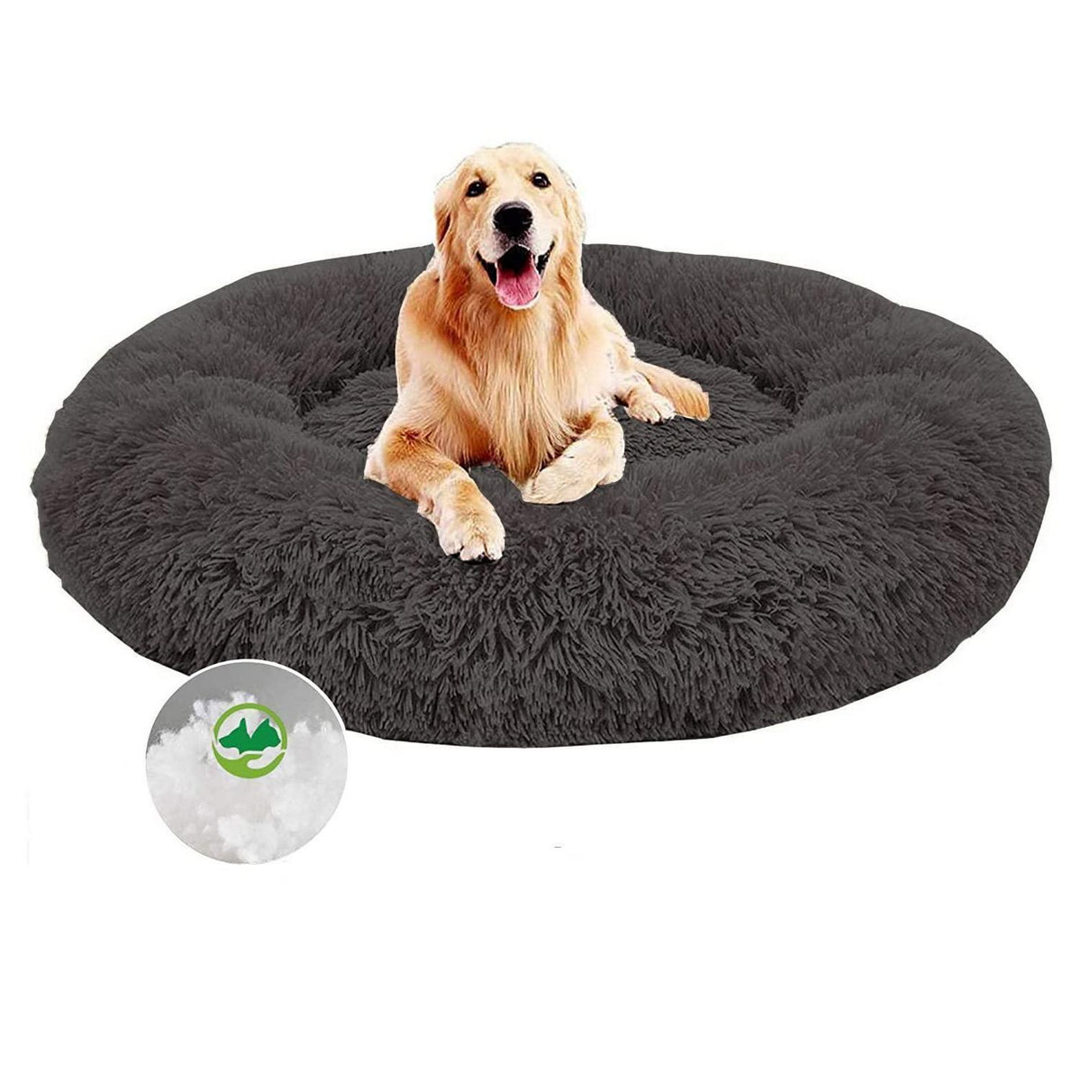 Flauschiges Hundebett Orthopädisch Ø 120cm Schwarz