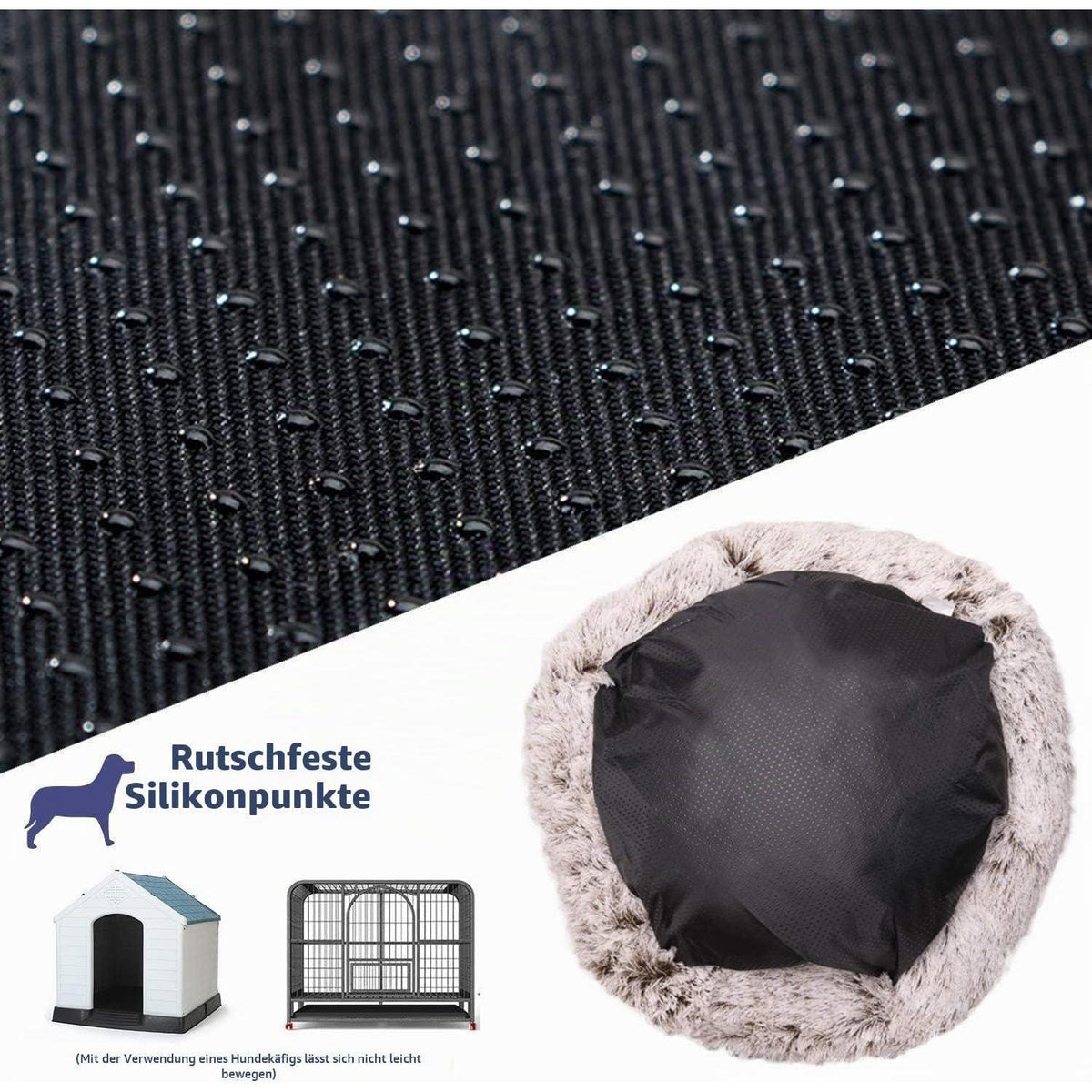 Flauschiges Hundebett Orthopädisch Ø 120cm Schwarz