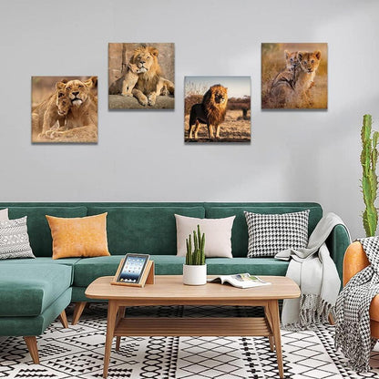 Löwenfamilie Leinwandbilder 4-teilig 30x30cm Wandbild