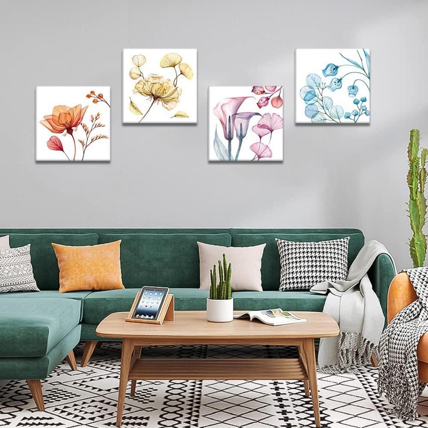 4-teiliges Leinwandbild Weiche Blume - Moderne