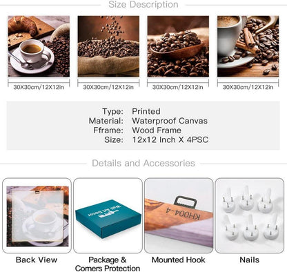 Leinwandbild Kaffeebohnen Kaffee Motiv 30x30cm Küche Wohnzimmer Bad
