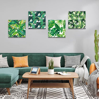 Grüne Blätter Leinwandbilder 4-teilig für Wanddekoration