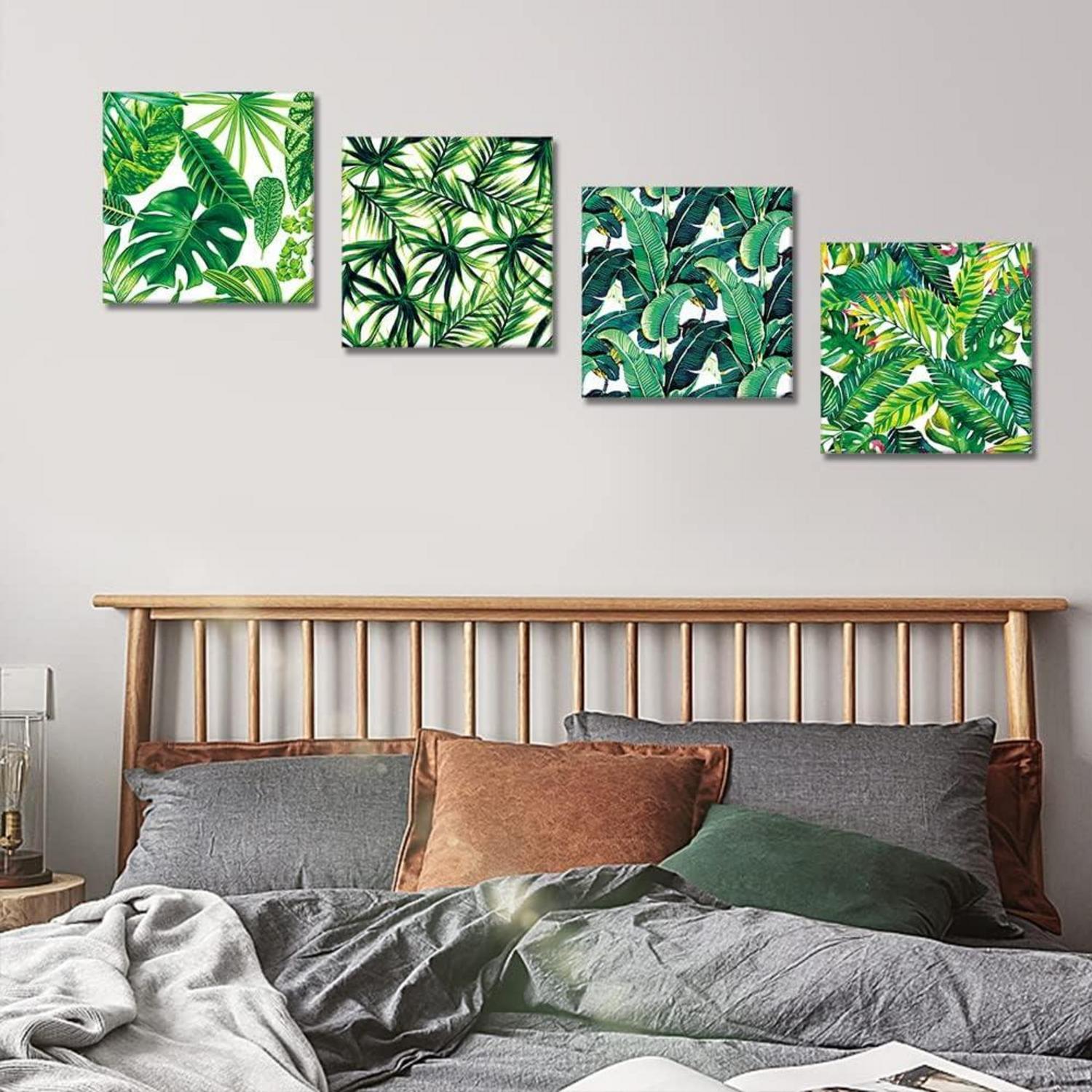 Moderne Leinwandbilder Grüne Blätter 4-teilig 30x30cm