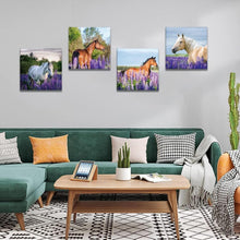 Leinwandbilder Lila Lavendel Pferd 30x30cm 4-teilig Wandbild