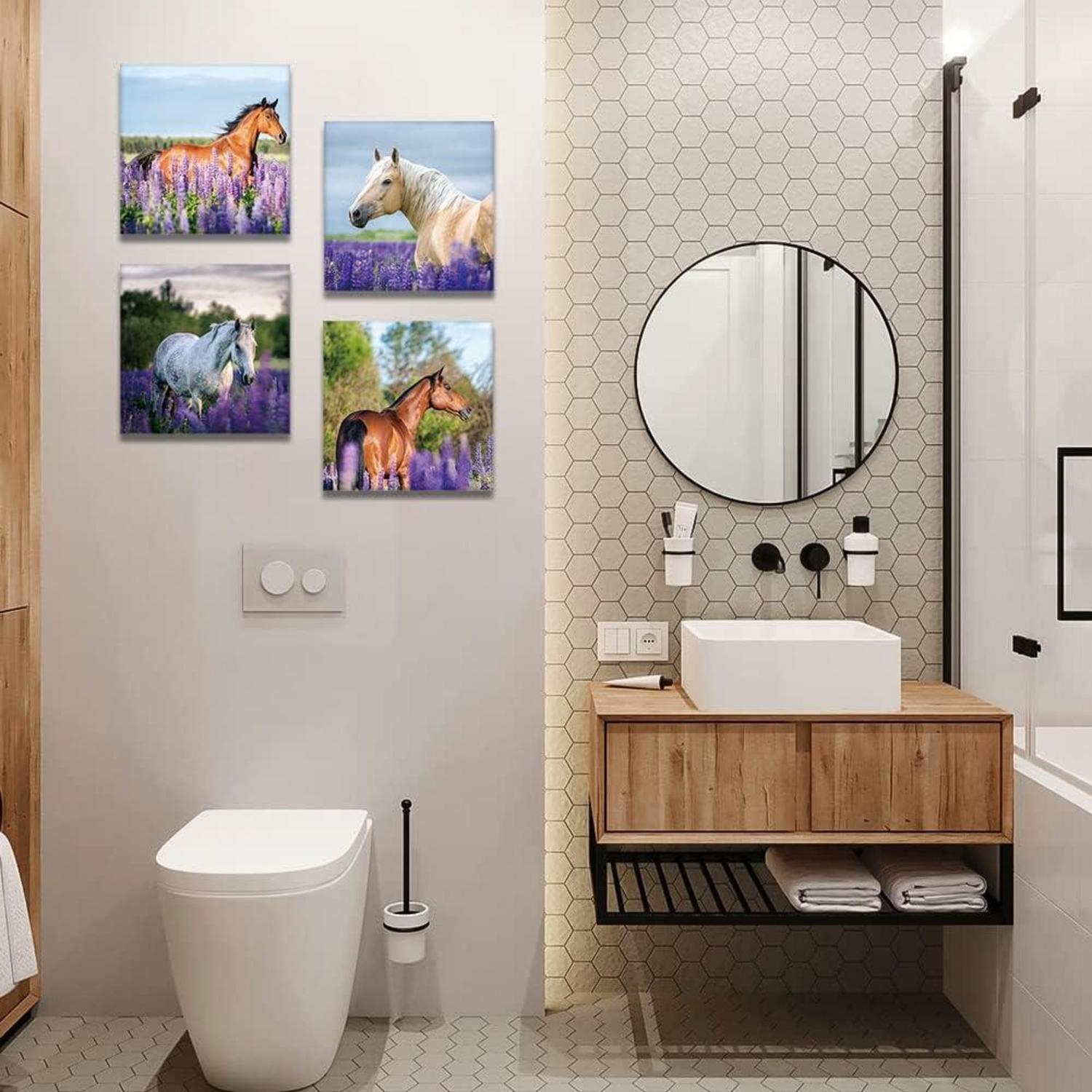 Artscope Leinwandbild Lila Lavendel Pferd 4-teilig 30x30 cm