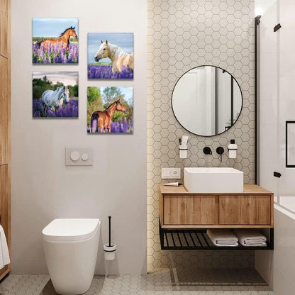 Artscope Leinwandbild Lila Lavendel Pferd 4-teilig 30x30 cm