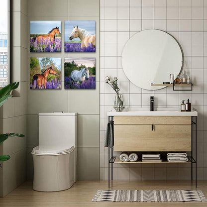 Artscope Leinwandbild Lila Lavendel Pferd 4-teilig 30x30 cm