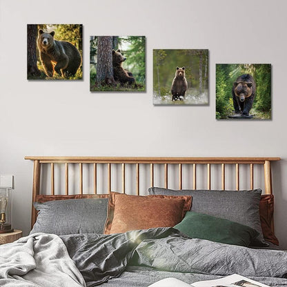 Wandbild Leinwand Wald Bär Kunstdruck Moderne Deko 30x30cm