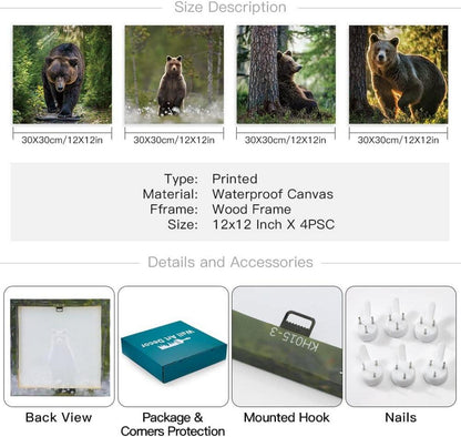 Wandbild Leinwand Wald Bär Kunstdruck Moderne Deko 30x30cm