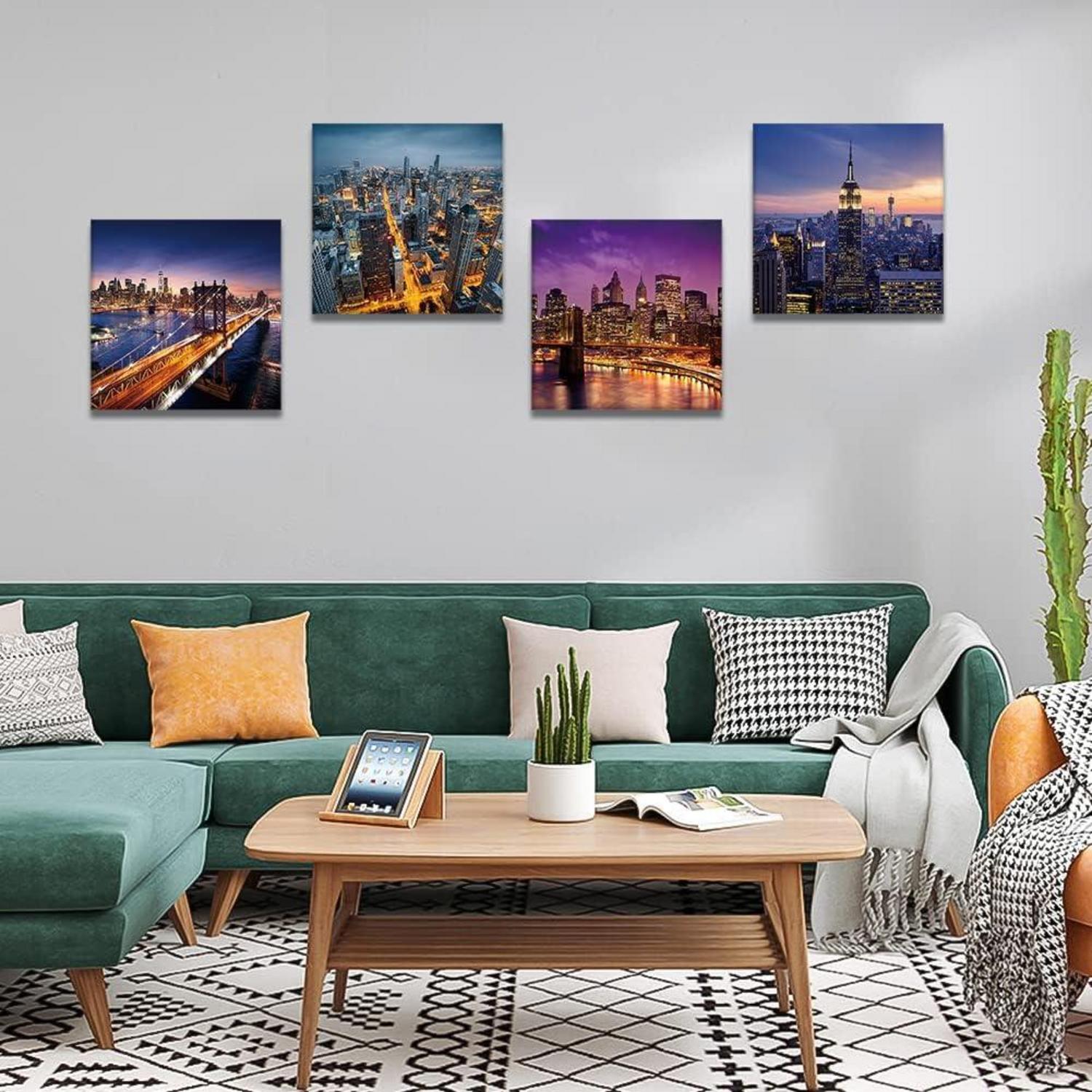 Moderne Stadt Leinwandbilder 4-teilig Wanddeko 30x30cm